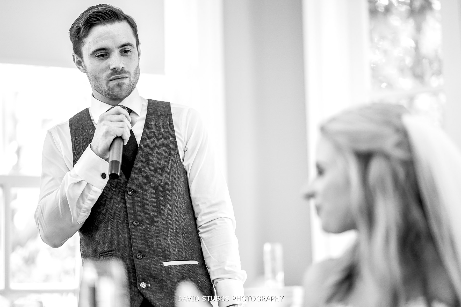 emotional groom during the speeches