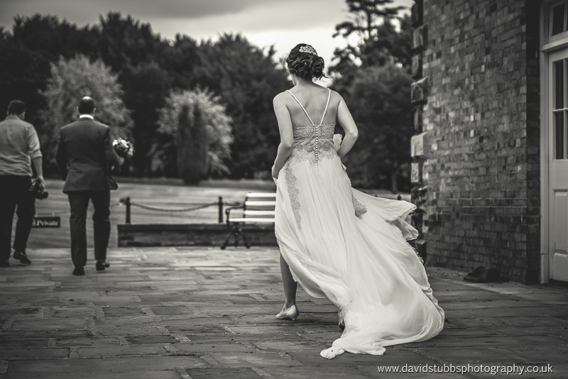 wedding dress blowing int he wind