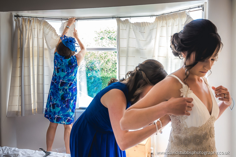 helping with the dress