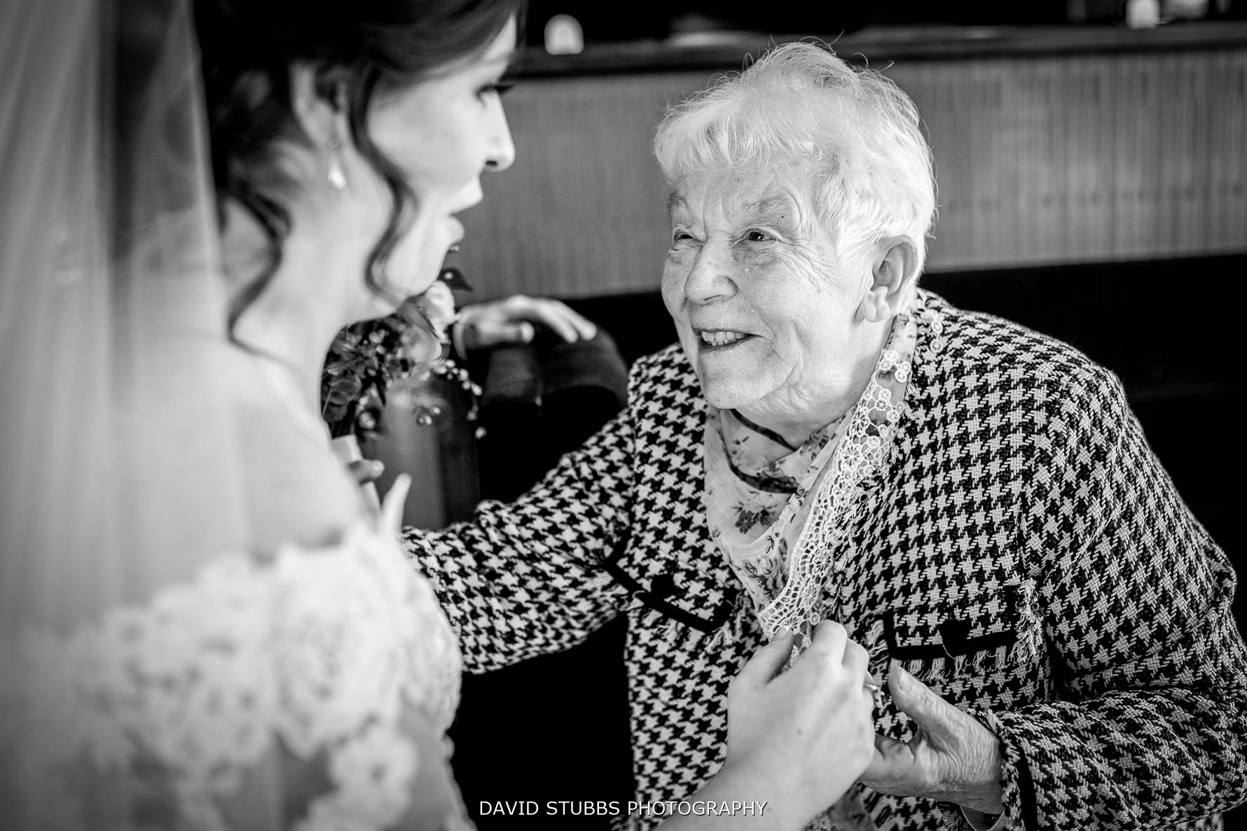 gran looking at the bride