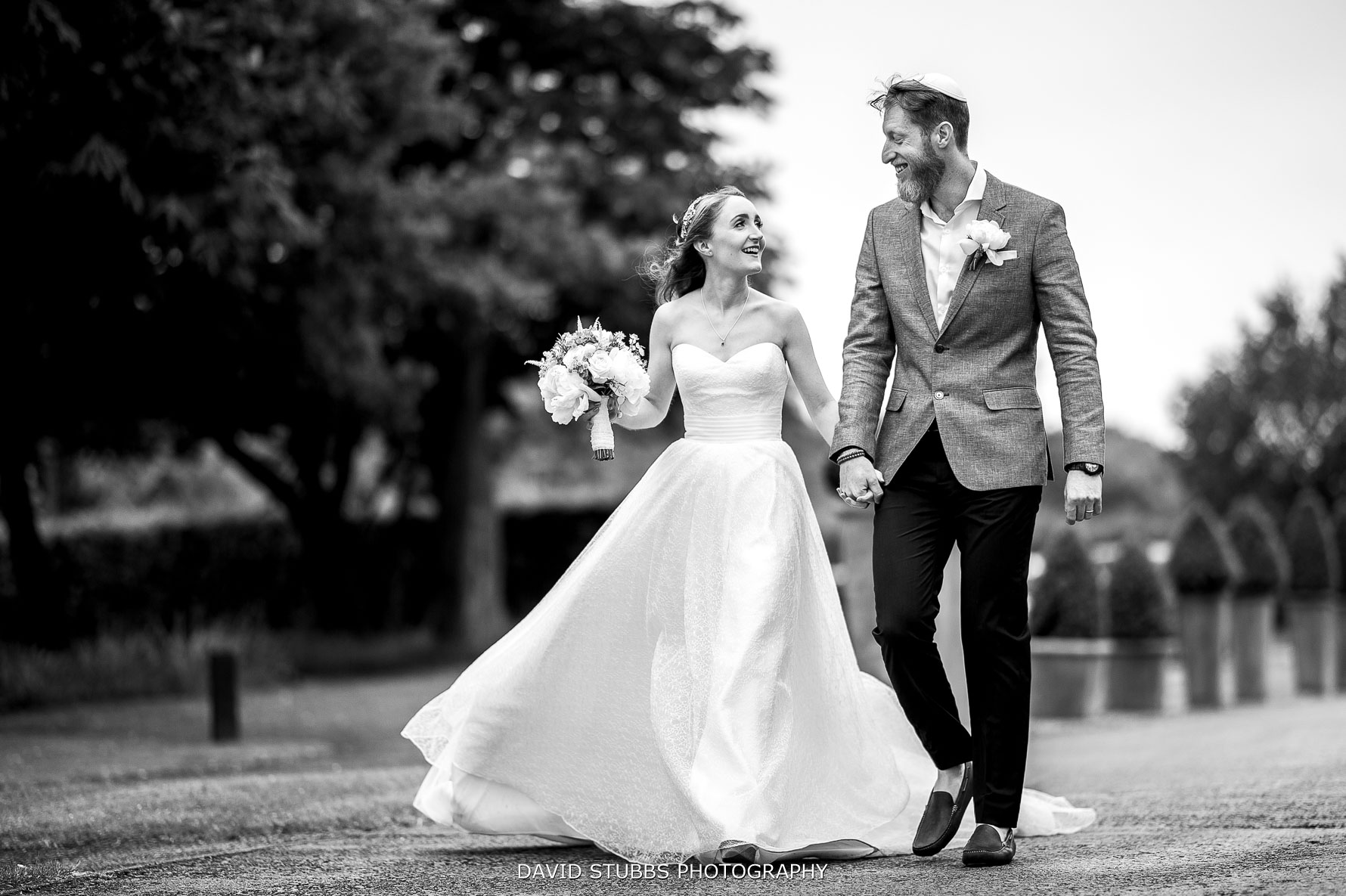 black and white photo of couple at Stanley house