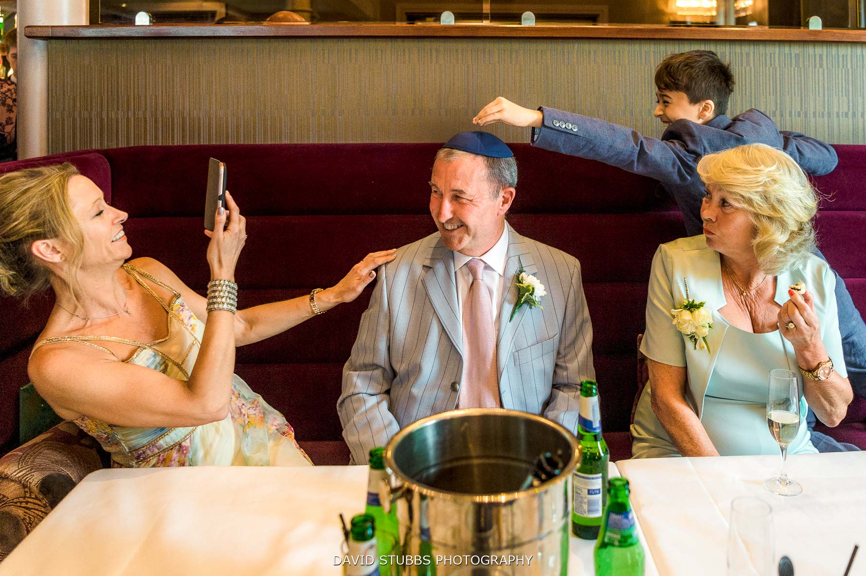wedding guests having fun at a wedding