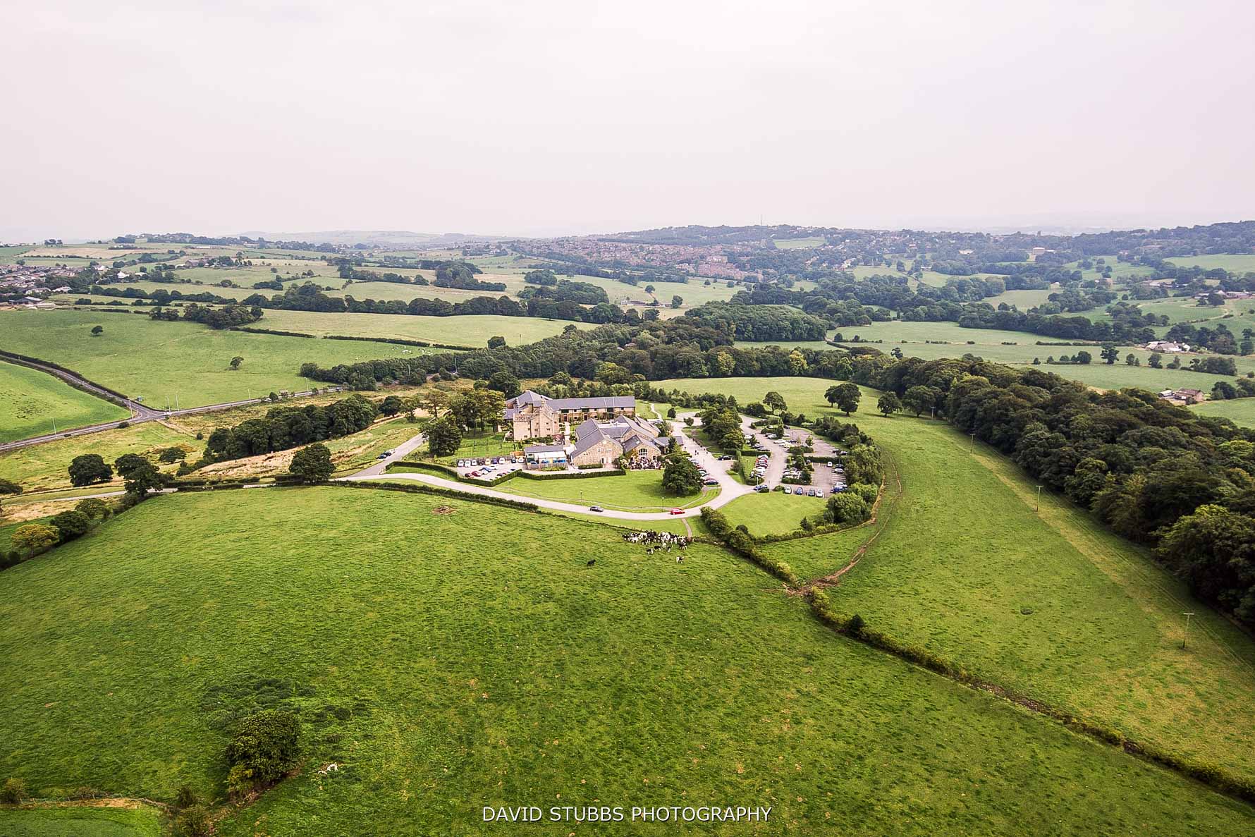 Stanley house from the air, helicopter or drone