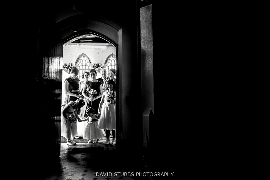 waiting int he church door wedding