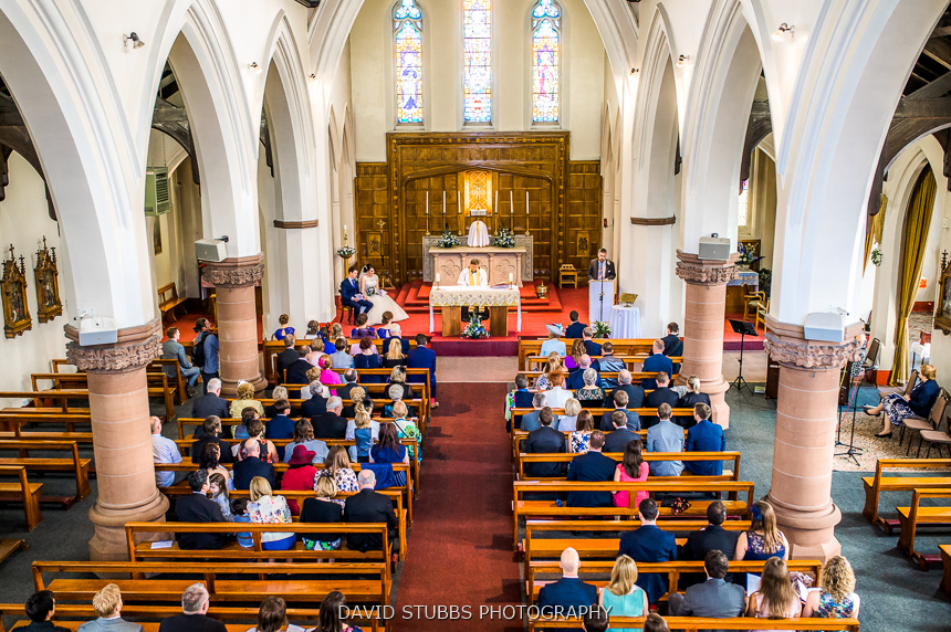 wide shot of church