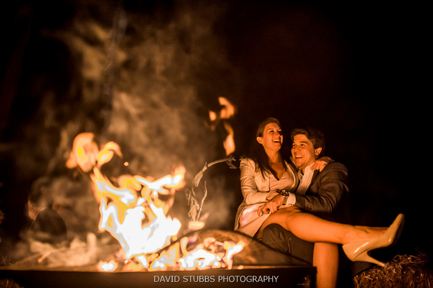 fire pit woodland wedding