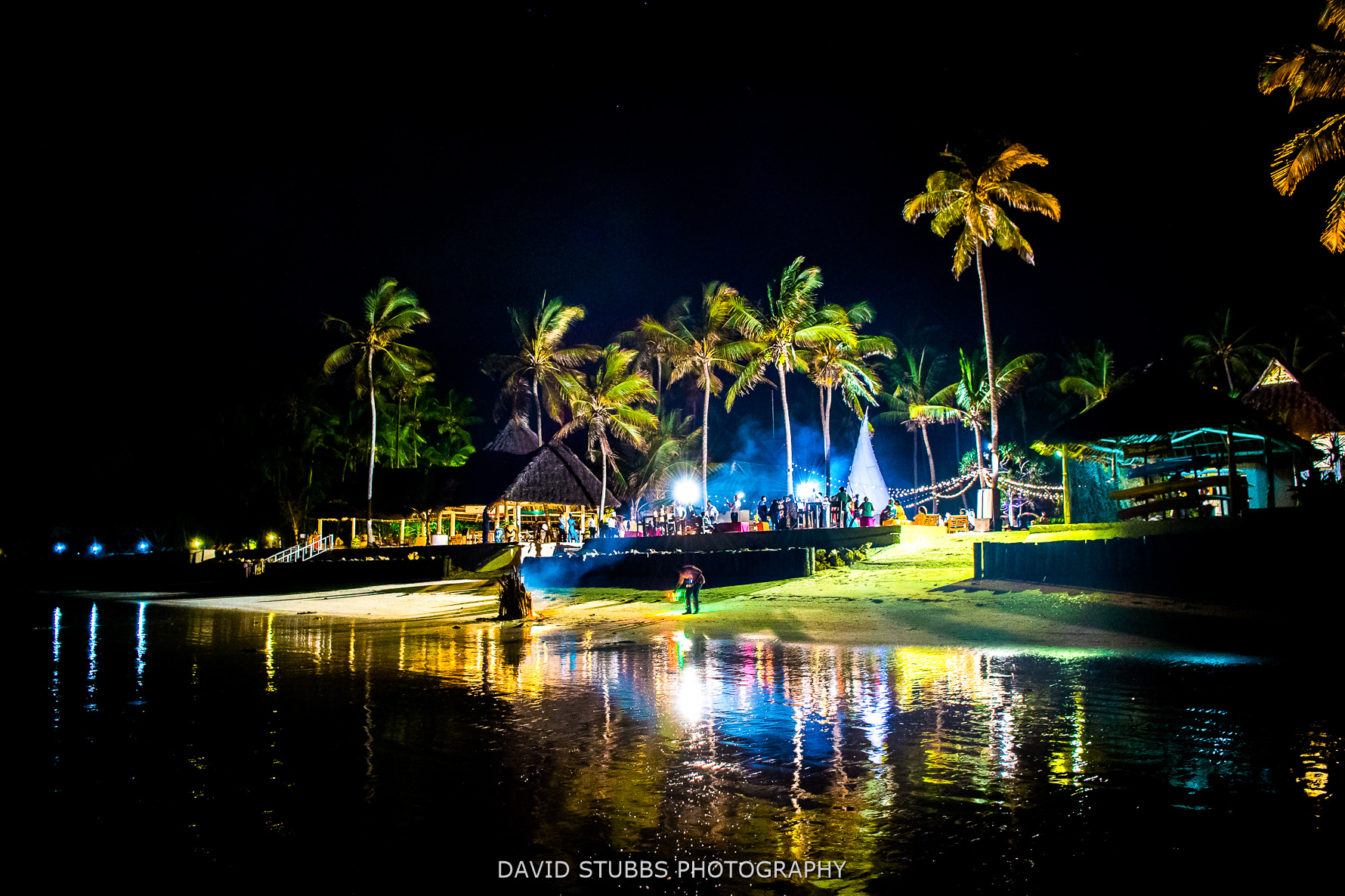 night time photo of wedding