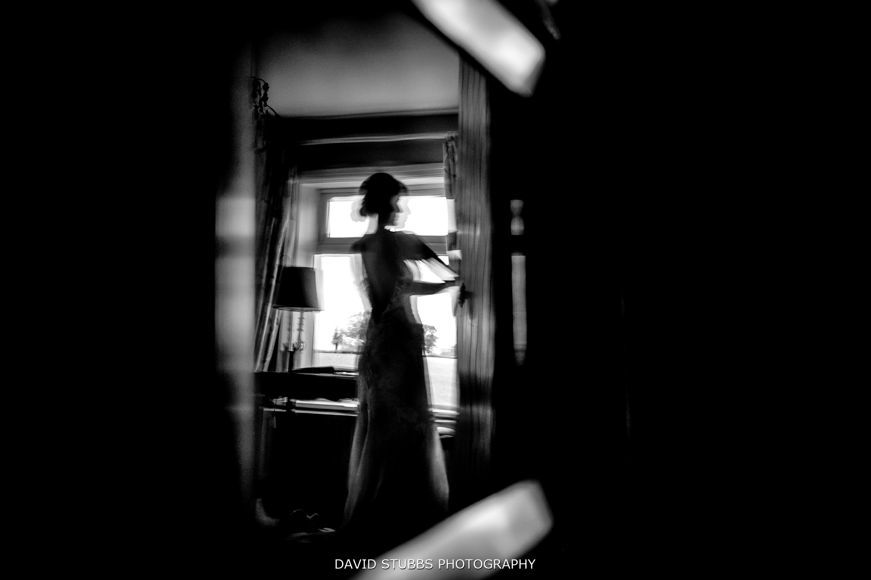 arty reflection portrait in black and white