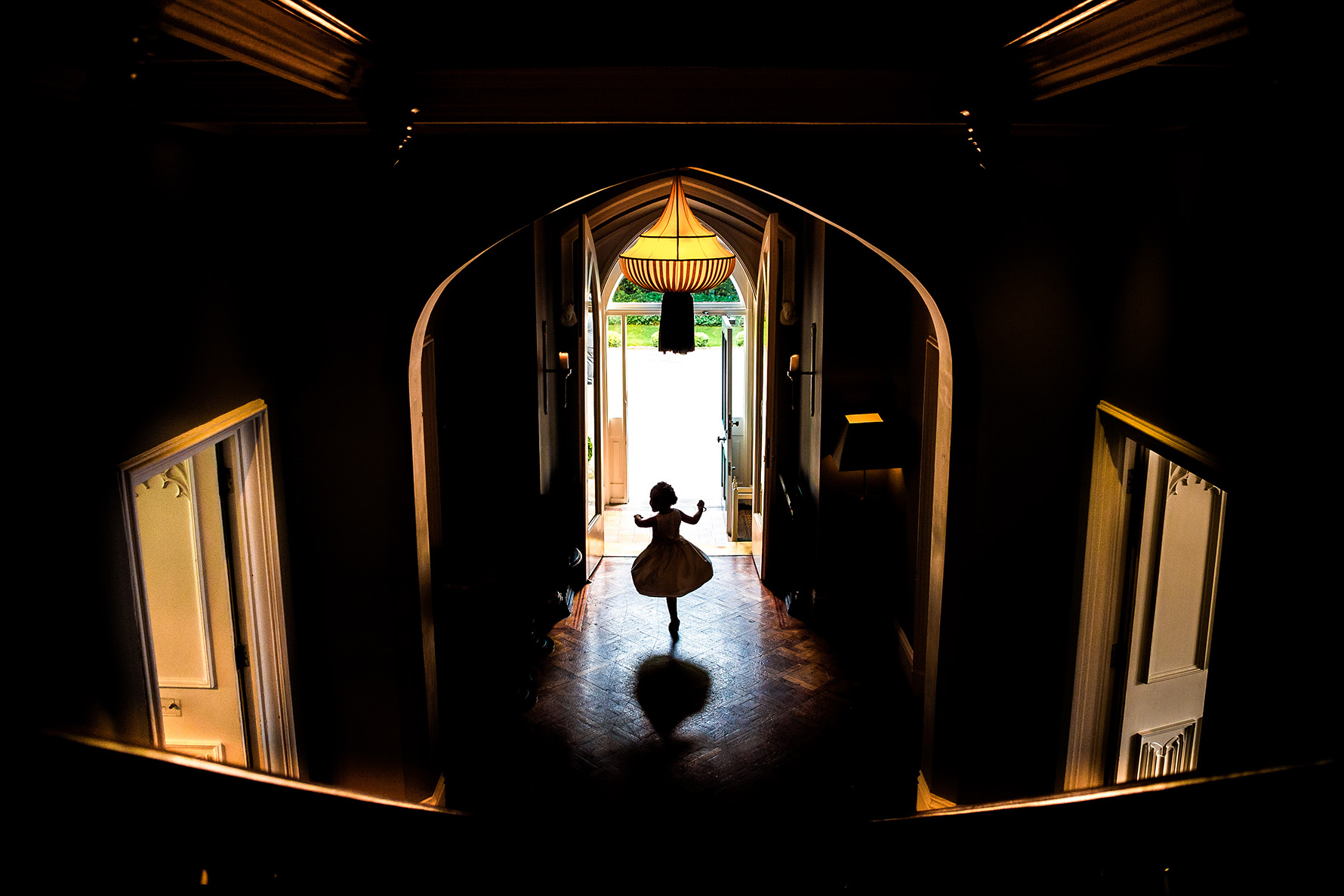 high angle capture of girl dancing at wedding in north west